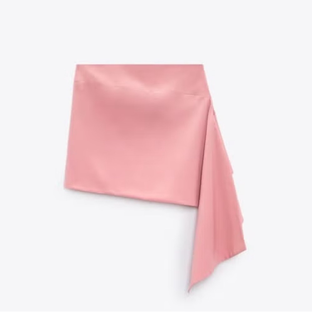 Zara Pale Pink Wool Blend Asymmetrical Skirt Size Small